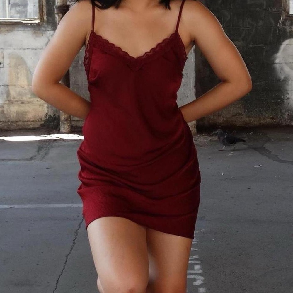 Hollister Deep Red Lace Slip Dress